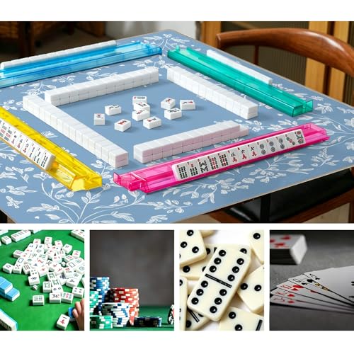 Tapete Mahjong 33x33 in azul/blanco antideslizante miniatura 3