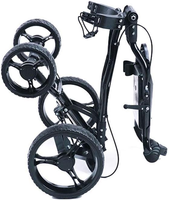 Golf Push Cart 4 Wheel Golf Push Cart-Folding Trolley - Lightweight, Compact Pull Caddy Cart, Easy to Open