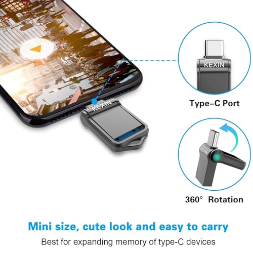 Image of KEXIN 64GB Dual Type C USB 3.0 Flash Drive up to 90MB /s R for iPhone 15 /16 /17 Smartphone Tablet Car Android Plug & Play Jump Drive for PC Laptop Data Storage & Backup