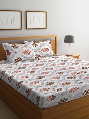 Image of Bombay Dyeing Mimosa 164 TC Microfiber Orange Double Size Bedsheet with 2 Pillow Covers