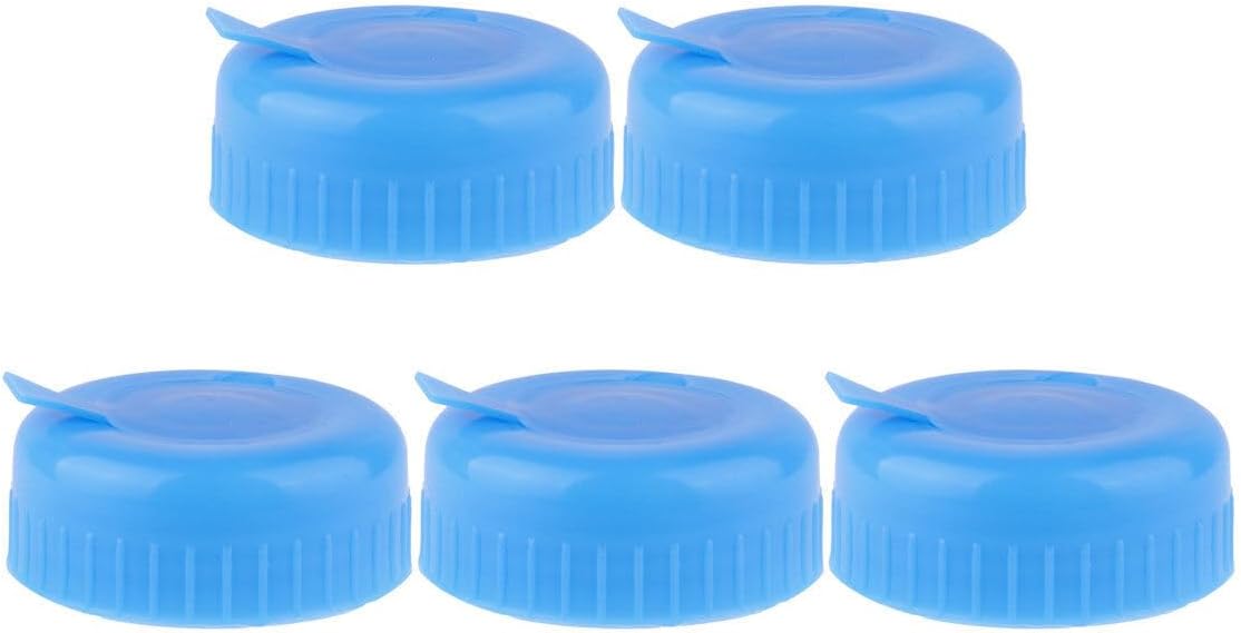 10Pcs Water Bottle Caps 55mm 5 Gallon Twist Cap Plastic Blue Water Jug Cap Replacement Lid No Splash Water Bottle Screw on Covers Sealing Ring Screw Top Dispenser