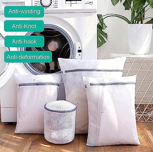 Image of HomeCloud Mesh Laundry Clothes Washing Bag with zip lock for Delicate Clothes, Stockings, Underwear, Bras & Lingerie for Washing Machine| Pack of 4 (Grey)