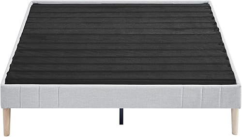 Miniatura 4 de DeCoro Eternity - Marco de cama tapizado gris suave, tamaño King Gris claro,Ecru