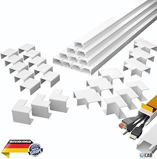 Kabelkanal Set weiß selbstklebend 10m (2,0 x 1,0 x 100 cm) - VDE geprüft - Made in Europe - mit extrastarkem Schaumklebeband zur Montage ohne Bohren (2,0 x 1,0 x 100 cm Set)