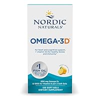 Nordic Naturals Omega‑3D 690 mg / 1000 IU – Zitronengeschmack, 120 Weichkapseln – Fischöl mit Vitamin D3