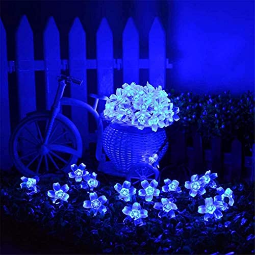 Image of Quace DC String Lights 16 LED Blue Blossom Flower Light