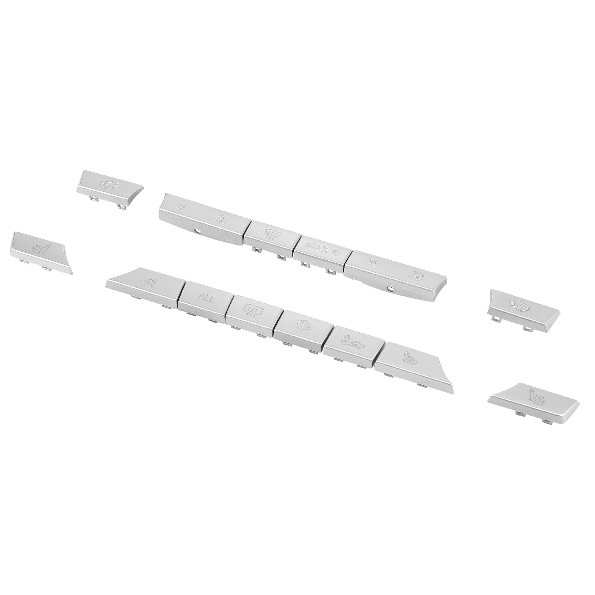 X AUTOHAUX 14pcs Air Conditioning Button Cover Silver Tone for BMW 535i 550i 528i 750i 650i 530i 520i 740i