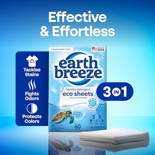 image for Earth Breeze Laundry Detergent Sheets Fragrance-Free - 60 Loads Eco Li