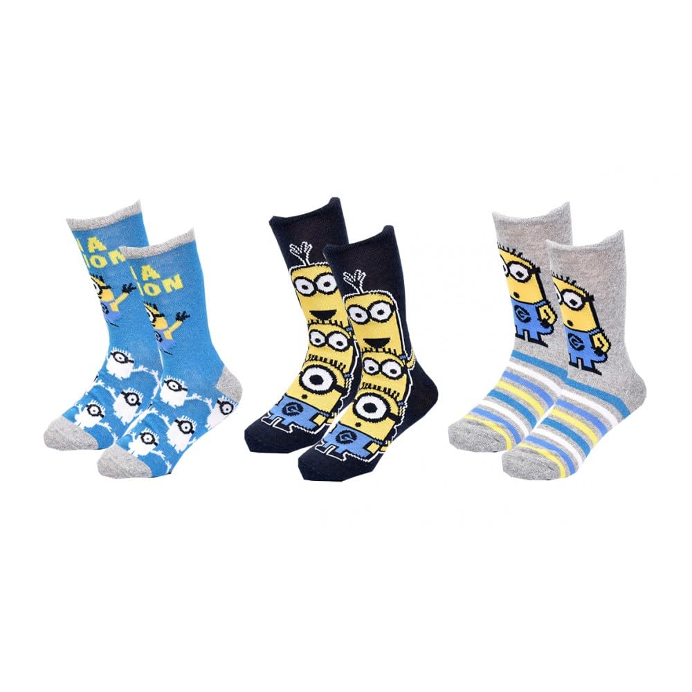 Ozabi Pack Of 3 Pairs Boy - Children's Socks Licensed Despicable Me Fancy -Assortment Of Photo Models Depending On Availability