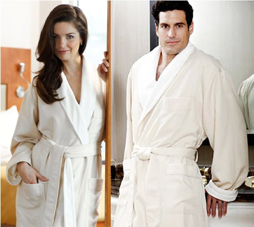 Monarch Cypress Collection Large Premium Microfiber Shawl Robe Natural Color Ultra Comfortable Luxury Unisex Mens Womens Hotel Bathrobe