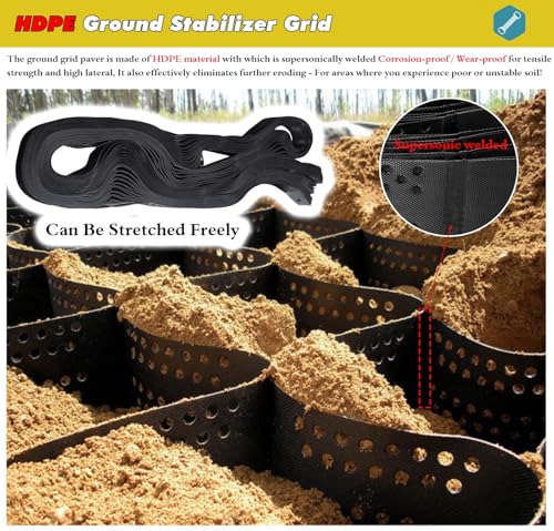 Dalles stabilisatrices de gravier robustes 5 cm structure alvéolée durable - 4