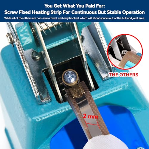 LinsnField Sealer Pro, Patented 8inch Impulse Heat Bag Sealer, 2mm Sealing Width Poly Bag Seal Machine, 2 Replacement Kits 2 Fuses Included, Blue