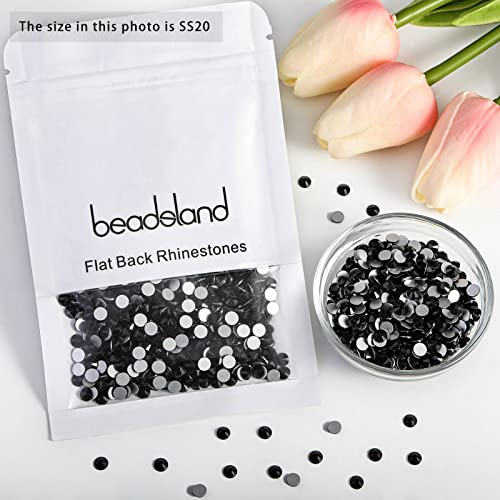 Image of Beadsland Flat Back Crystal Rhinestones,Jet Black, SS20, 1440pcs (Pack of 2)