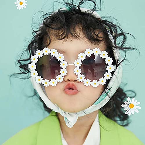 2 Pairs Daisy Sunglasses Round Flower Glasses Novel Floral Party Sunglasses Sun Shades Eyewear for Mum and Daughter4
