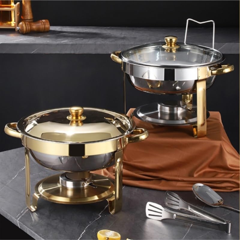 Scaldavivande in acciaio inox con coperchio, per buffet, catering ed eventi