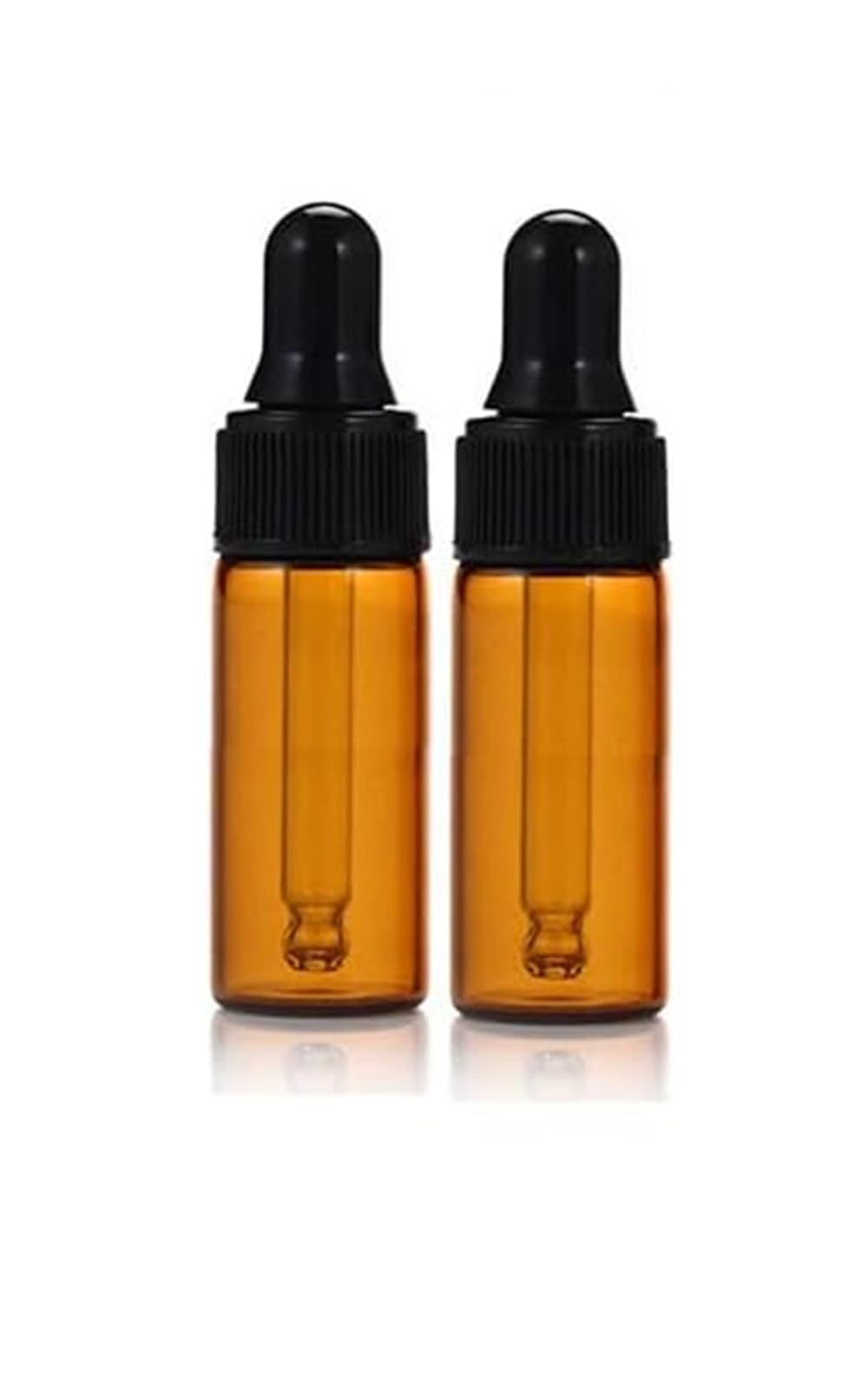 CMJ 2 x 5ml AMBER Glass Bottles Ear Eye Drops Pipette Dropper Black Lid Aromatherapy Empty