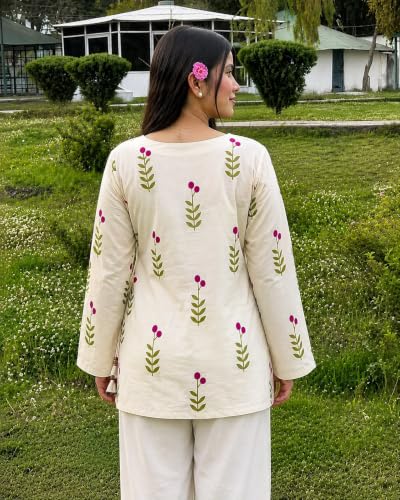 Image of Women's Rayon Printed Short Kurti with Square Neck & Long Flared Sleeves - Stylish Ethnic Casual Wear with Tie Detailing