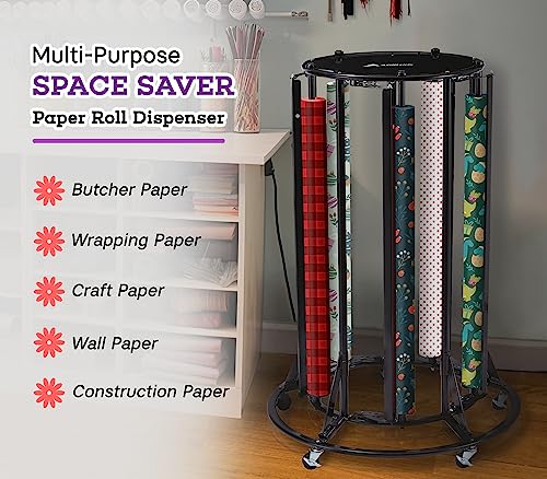 Adir Paper Roll Holder - Butcher & Kraft Large Paper Roll Dispenser Stand And Cutter For Up To 36 Inch Wide Rolls - Sturdy & Easy To Use In Classroom, Arts & Crafts Activity(Paper Rolls Not Included)