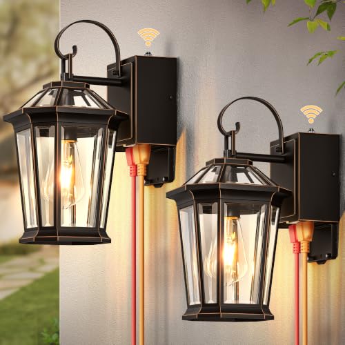 Image of Gleamz Outdoor Wall Lights with GFCI Outlet, Oil-Rubbed Bronze, 2-Pack