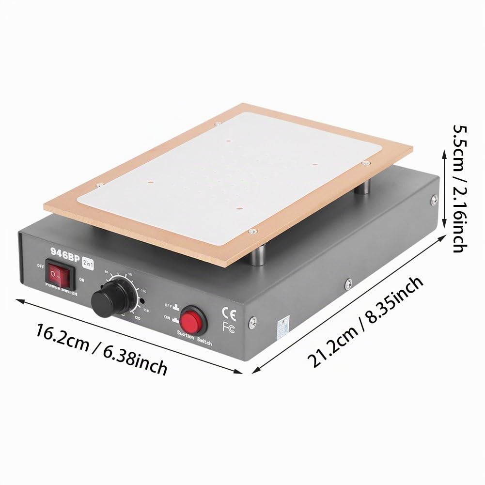 Wakects Séparateur d'écran LCD, Machine séparateur Chauffage Professionnel, Petit Bruit 60-120 ℃ séparateur d'écran LCD réglable 550W Puissance maximale en métal pour Atelier de réparation