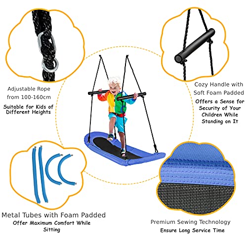 image for COSTWAY Kids Nest Swing, Hanging Platform Boat Surfing Tree Swings wit