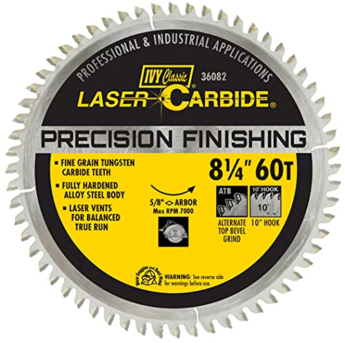 IVY Classic 36082 Premium Swift Cut 8-1/4-Inch 60 Tooth Carbide Circular Saw Blade with 5/8-Inch Diamond Knockout Arbor, 1/Card