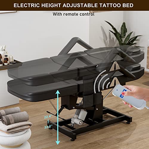 Icoget Electric Tattoo Bed Chair Height Adjustable Massage Salon Table - Folding Facial Bed For Beauty Microblading, Wax, Spa - Lash Chair For Lash Extensions - Esthetician Bed, Black #TOP1