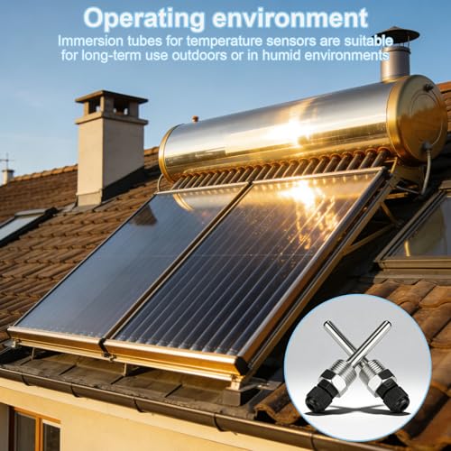 2 Stück Tauchhülse 1/2, 8 x 50mm Tauchhülsen Temperaturfühler 304 Edelstahl Tauchhülse Gewinde für Temperatursensor