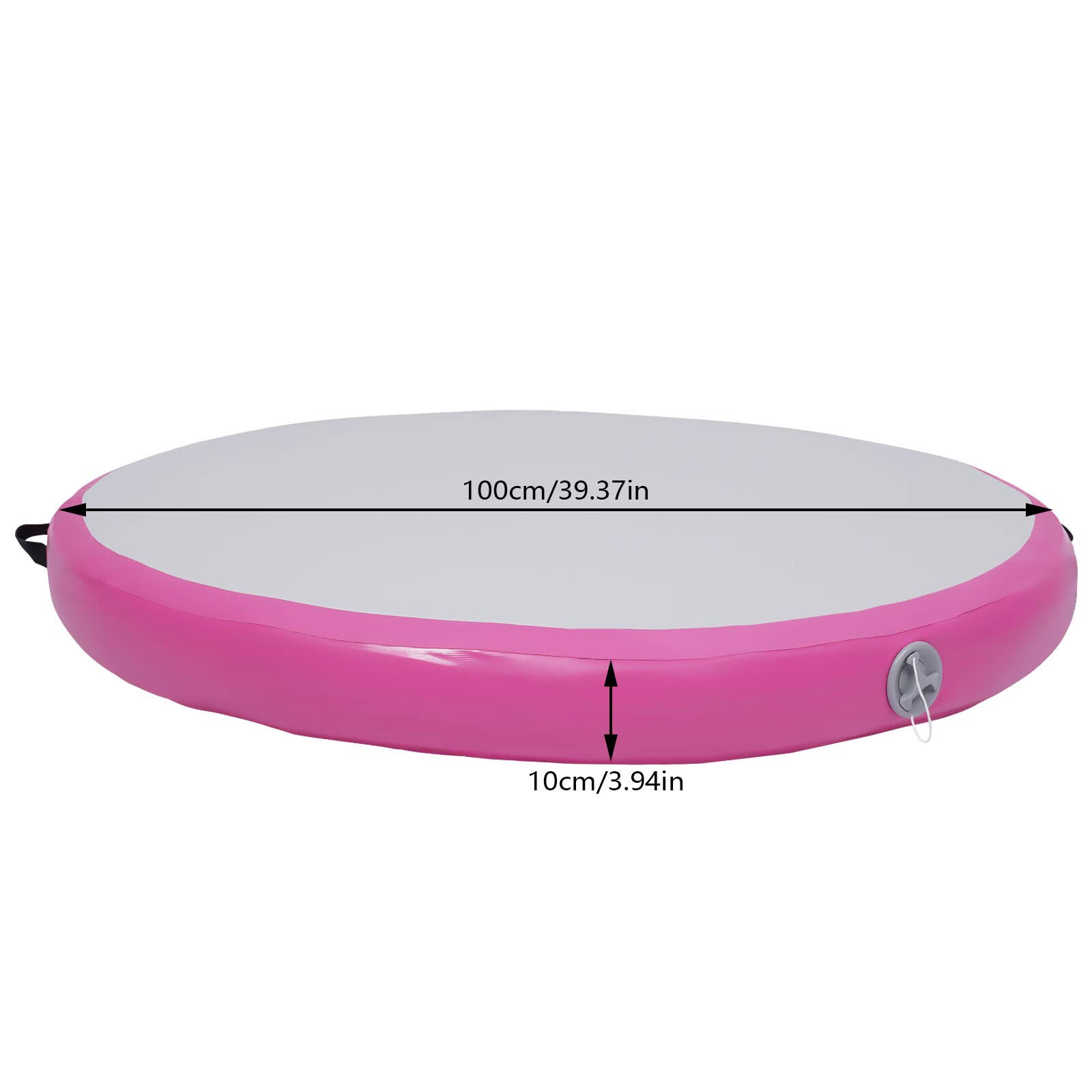 Tappetino da ginnastica gonfiabile, diametro 100 cm, con pompa ad aria, spessore 10 cm