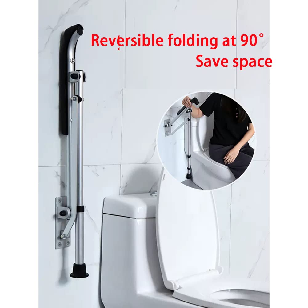 1× Maniglione Corrimano accessibile per Toilette Maniglia per Servizi igienici pubblici Anziani disabili Maniglioni per Bagno Staffe di Assistenza Pieghevole 60mm Regolabile in Altezza 65-75cm