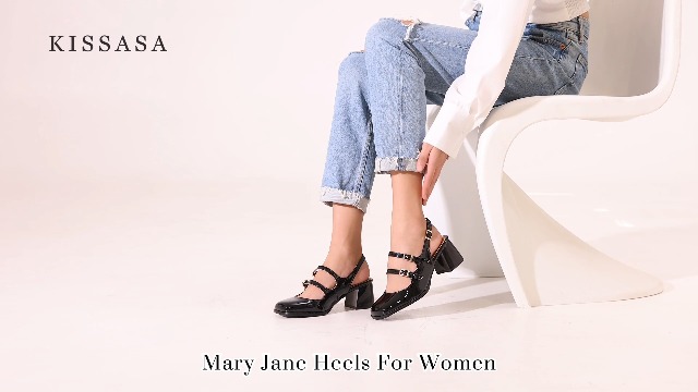 Amazon.com | KISSASA Punk Goth Chunky Mary Janes Patent Leather
