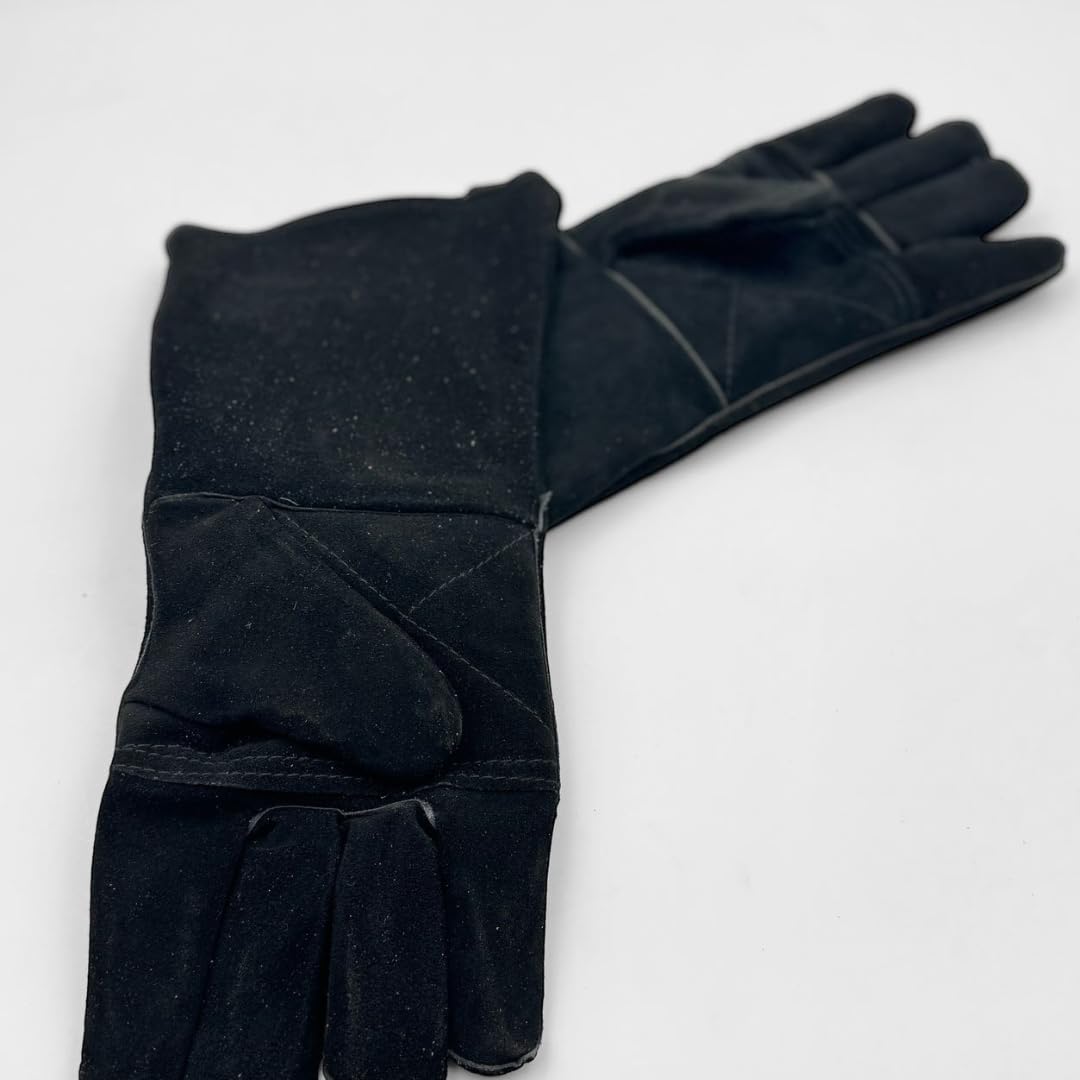 Gants Résistants à la Chaleur - Cuir Ignifuge - Haute Résistance - BBQ & Pro - Barbecue, Cuisine, Cheminée, Soudage, Four, Jardin, Camping, Atelier - Protection. 40x16cm