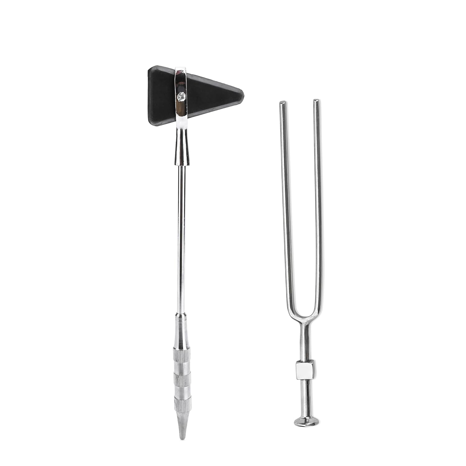 Percussion Knee Hammer with Tuning Fork (128 Hz) | Triangular Head and Brush | Stainless Steel Body (for Doctors and Medical Students) (10)