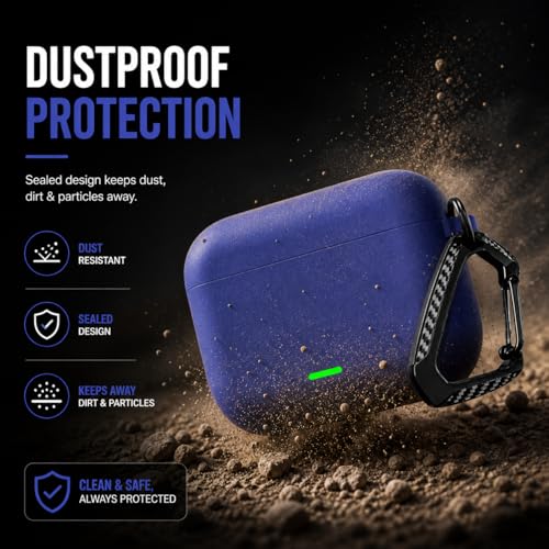 Image of Anvique Silicone Case Cover for Realme Buds T500 Pro, Shockproof Protective Earbuds Cover with Keychain Hook, Anti-Scratch Soft Silicone Skin, Full Body Protection Case (Blue T)