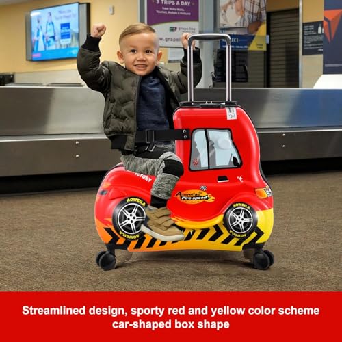 Kids Ride- Suitcase,24 in Ride- Travel Suitcase with Wheels - Cute Hardside Cabin Luggage with Safety Belt for Girls Boys Kids Aged 6-12 Years Old2