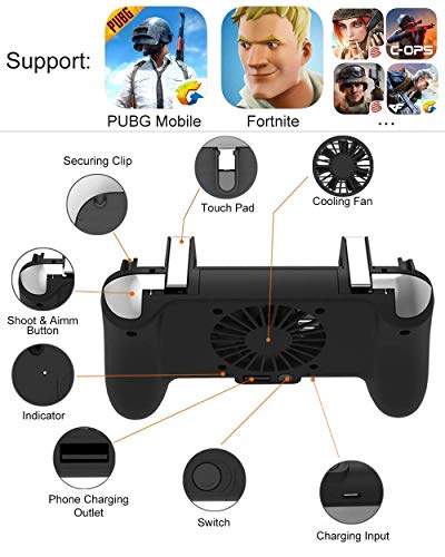 Mobile Game Controller [Upgrade Version] Mobile Gaming Trigger for PUBG/Fortnite/Rules of Survival Gaming Grip and Gaming Joysticks for 4.5-6.5inch Android iOS Phone
