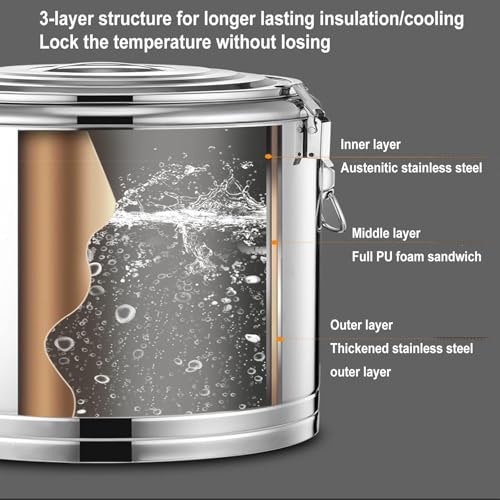 Cubo de sopa comercial de gran capacidad 40 L termo de acero inoxidable 4