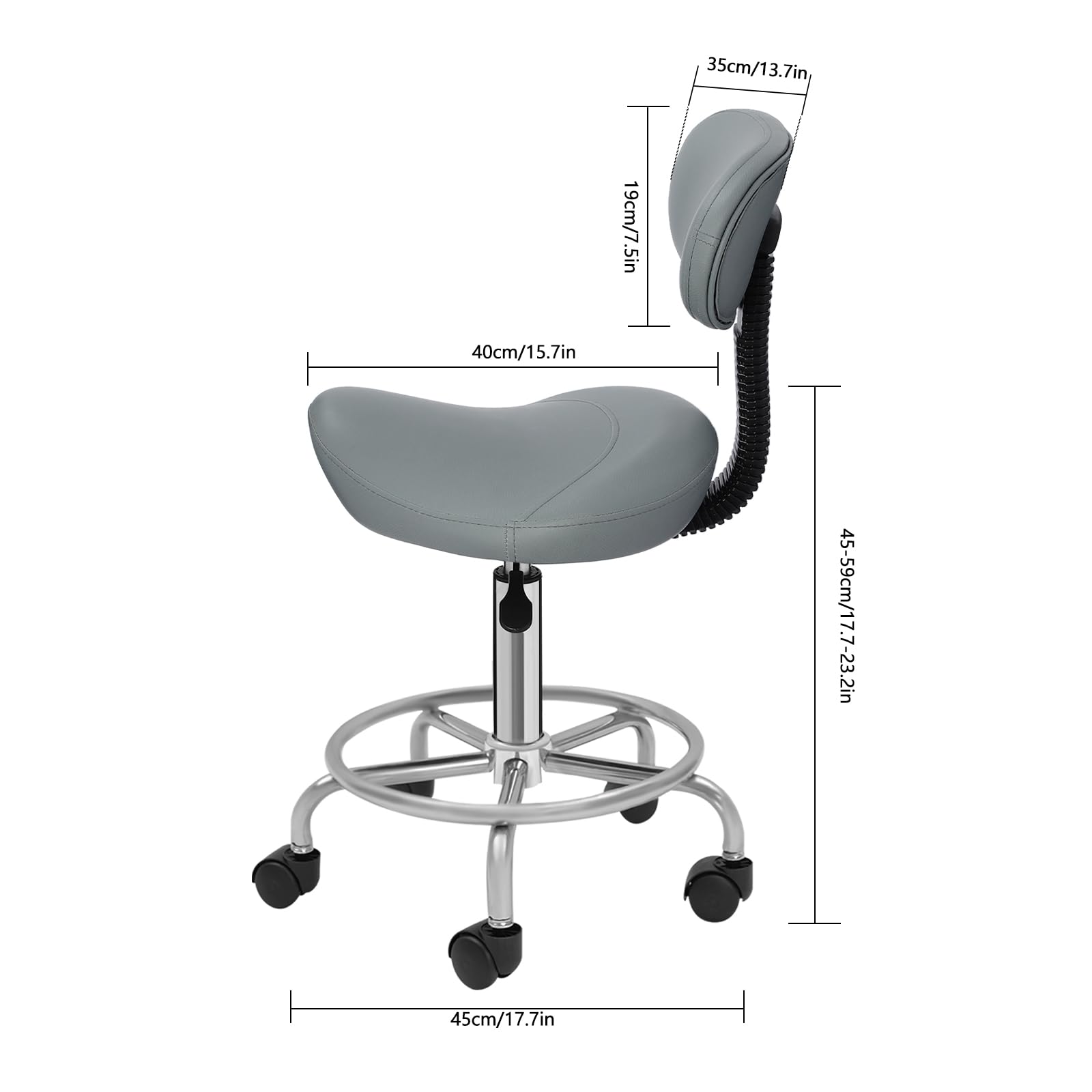 Rolkruk Zwart 360° draaibaar met rugleuning