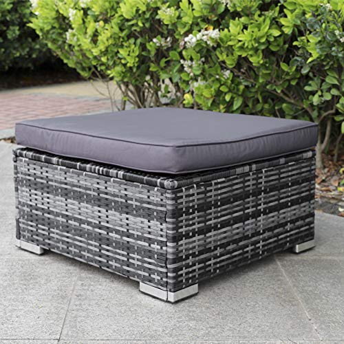 Hansson Polyrattan Gartenmöbel Lounge Set Sitzgruppe Garnitur Poly Rattan inkl. Sofa Sessel Kissen Hocker Tisch mit Glas… – Bild 8
