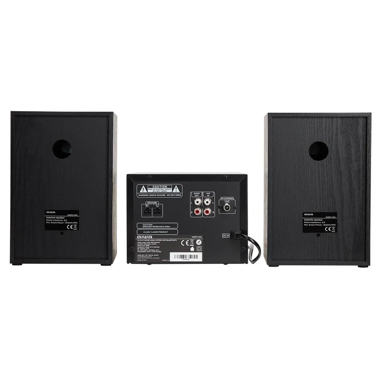 AIWA - MCBT-350, Mini Sistema Hi Fi Classe D 20 Watt, Lettore CD MP3, Bluetooth 4.2 Wireless, Radio FM Digitale 40 Stazioni, USB Riproduzione Ricarica, Ingressi RCA, Uscita Cuffie, Telecomando