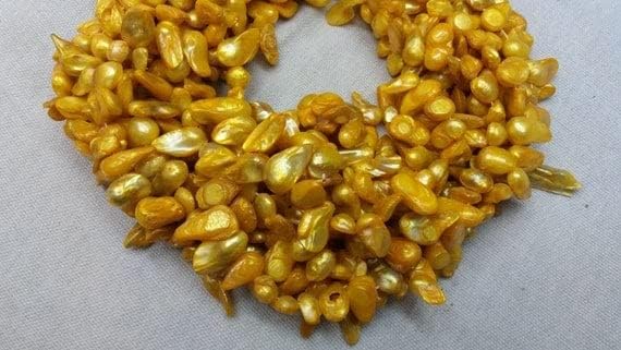 Perles d'eau douce jaune sans défaut pour enfilage facile - 3