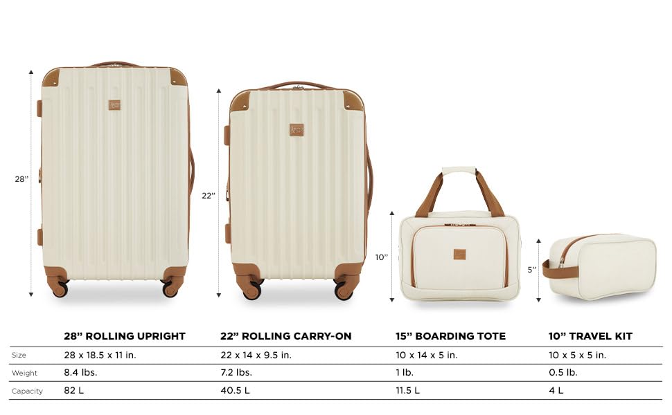 Image of Travelers Club Midtown Hardside 4-Piece Luggage Travel Set, Vanilla