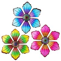 OFFCUP Metallblumen Wanddekoration, 3 Stück Gartendeko für Home und Outdoor