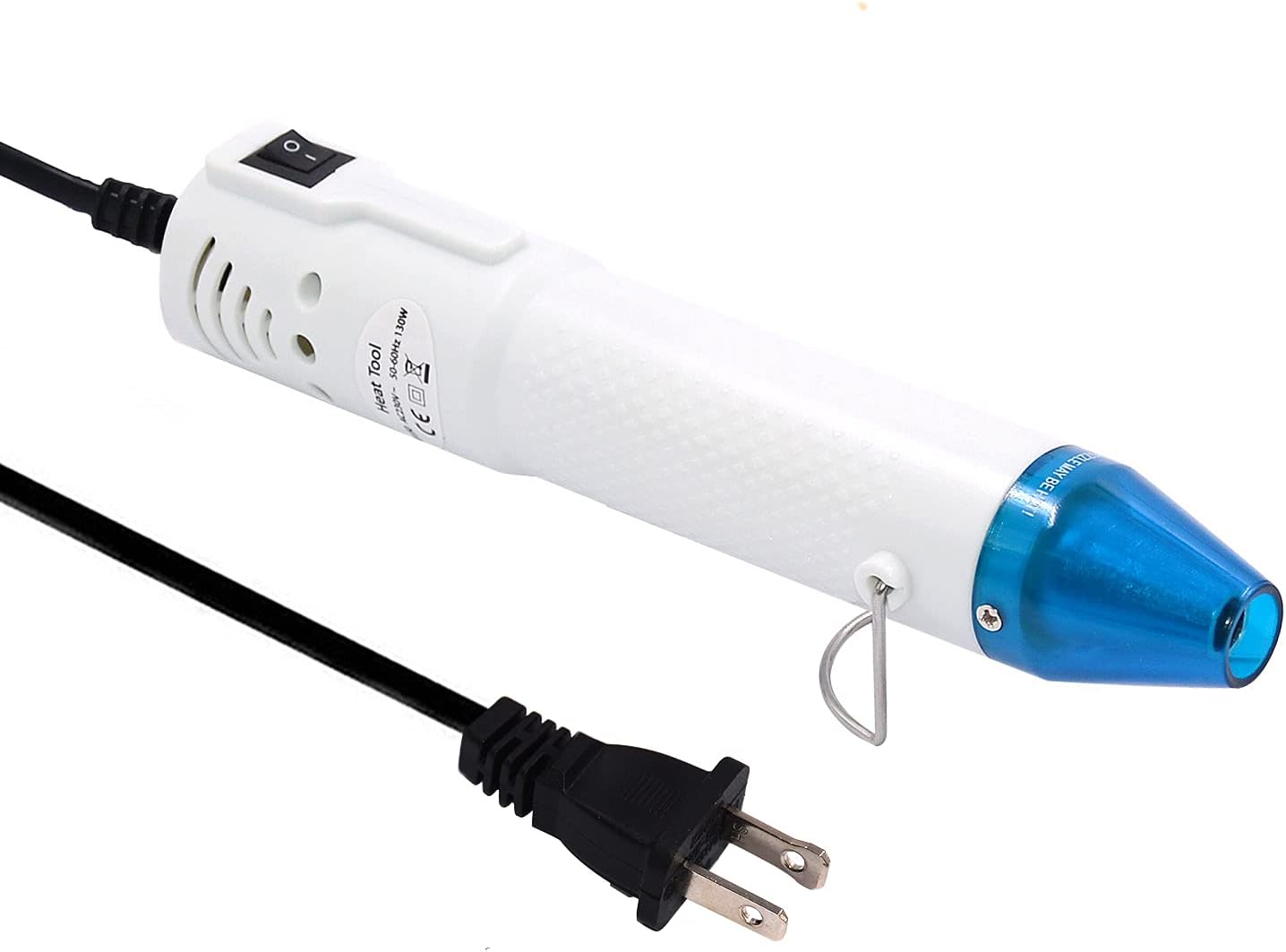 Embossing Heat Gun,Hot Air Gun Tools Shrink Gun with Stand For DIY Embossing And Drying Paint Multi-Purpose Electric Heating Nozzle 150W(White,Blue)