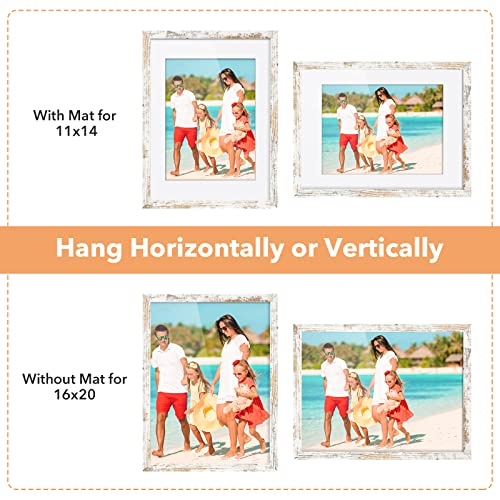 Syntrific 16X20 Rustic Picture Frames Set Of 6,Distressed White Farmhouse Photo Frames Display Pictures 11X14 With Mat Or 16X20 Without Mat,Wall Gallery Collage Photo Frames Home Decor Poster Frame #TOP1