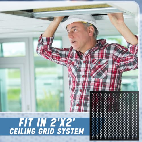 Image of DoubleFill 2 Pack 2' x 2' Plastic Perforated Tiles with 3 /8 inch Holes 24 inch x 24 inch Black Drop Ceiling Tiles Plastic Ceiling Grid Covers