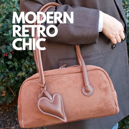 Image of Hobo bag with heart charm (Brown Suede)
