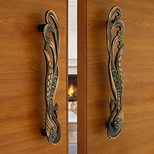 Image of LAPO Mayur 12 Inch Pull Handle Set for Main Door, Wooden & Glass Door, Stylish Antique Finish Pull Handles for Home, Office & Hotels, 3 Years Warranty (Right & Left Side Pair Combo)