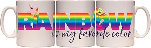 Taza de café de cerámica con diseño de arco iris de Bob Esponja de 11 onzas