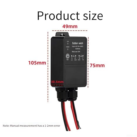 Wireless Remote Switch, IP65 AC100-240V Outdoor Remote Control Switch 30A Relay Receiver, For Pumps, Motors, Lamps, Security Systems, RF 433MHz Waterproof Heavy Duty Fan Garage Gate 164ft Range